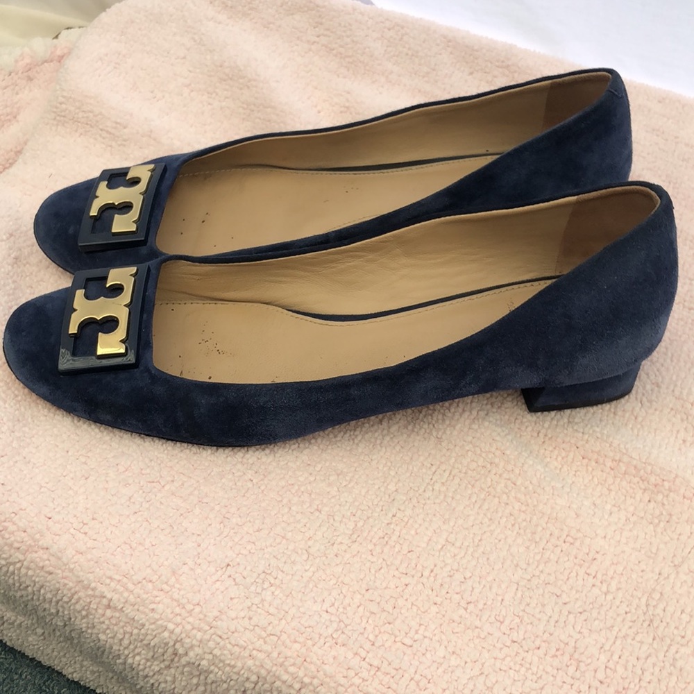 Tory Burch low heels. Rich Navy almost Royal blue suede. EUC.